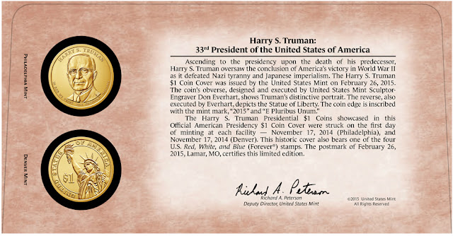Harry S. Truman 2015 One Dollar Coin Cover