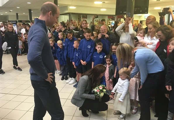 Kate Middleton wore a 2 Button Blazer by Smythe. Kiki McDonough White Topaz and Diamond Cushion Drop earrings , Russell and Bromley Fallon