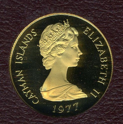 Cayman Islands 50 Dollars Proof Gold Coin 1977 Queen Elizabeth II