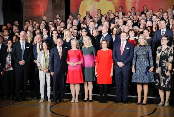 Queen Maxima wore Natan Dress from Natan Couture FW17 Collection. Palatinate's prime minister Malu Dreyer and her husband Klaus Jensen