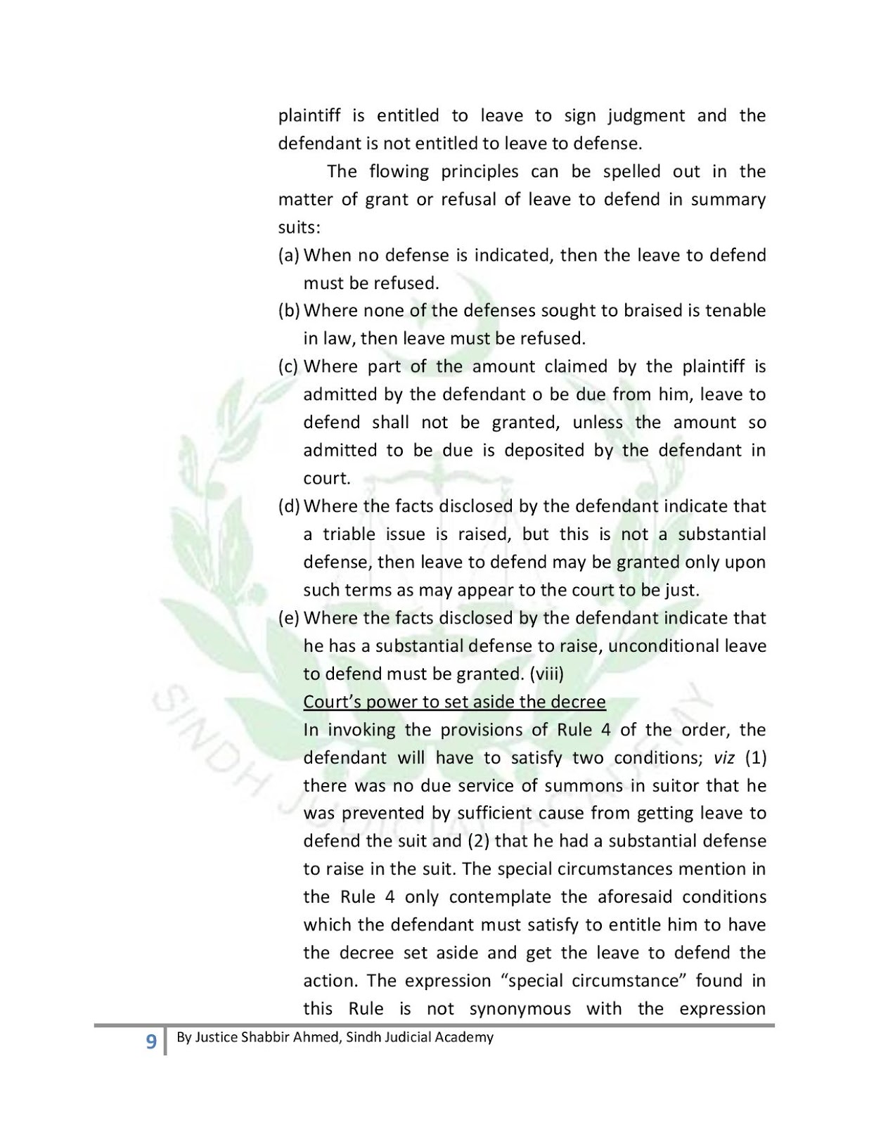 KNOWLEDGE FOR ALL WORKING PAPER ON SUITS UNDER SUMMARY PROCEDURE