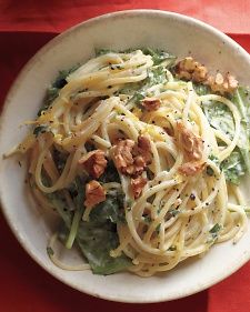 Lemony Pasta with Goat Cheese and Spinach. I used fresh basil and half or less of the parsley added a little red pepper flakes. I served with Robosto Cheese Brushetta topped with fresh basil and a squeeze of fresh lemon. Side salad if you need... yummy