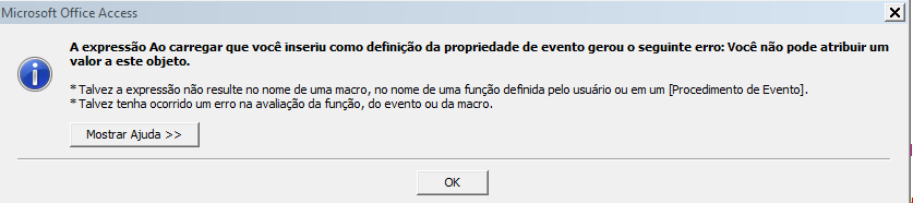 [Resolvido]Erro ao abrir formulário multiusuário - Proteções de Registro: Registro Editado Erro