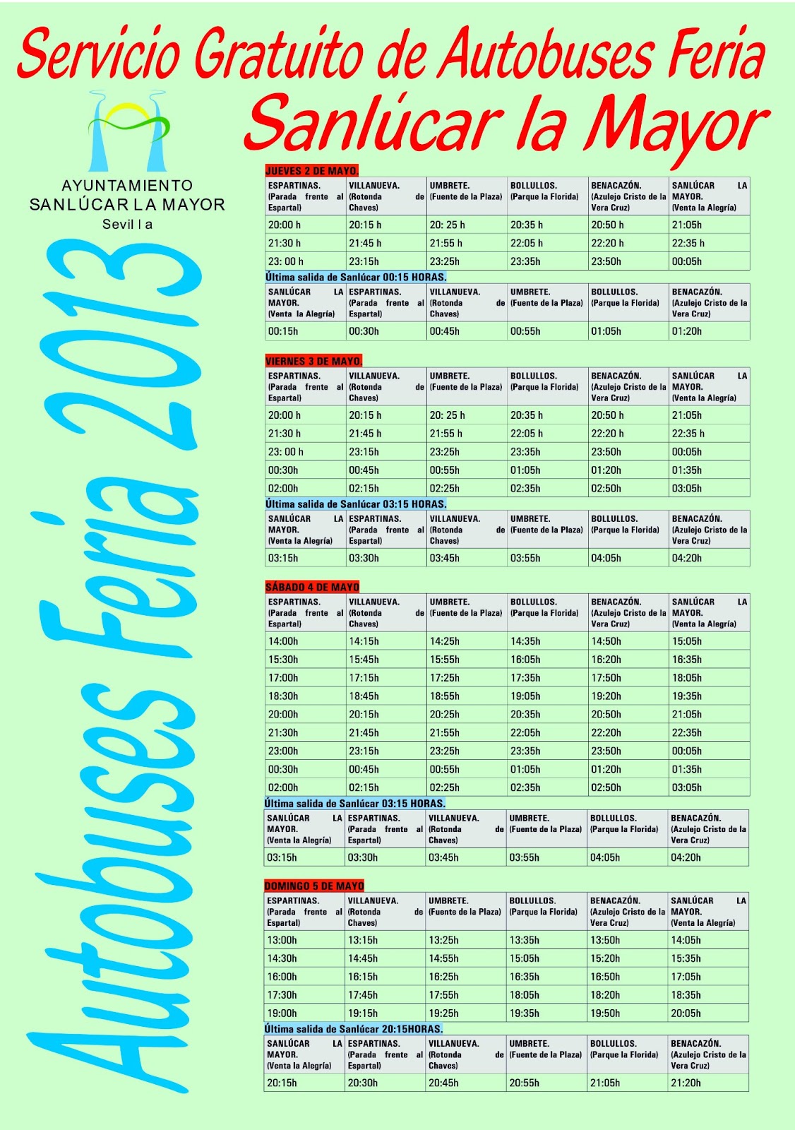 CASA DE CULTURA: AUTOBUSES FERIA DE SANLUCAR