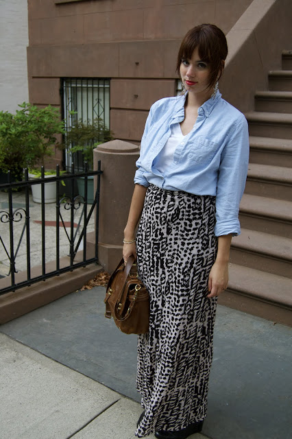 A Lesson in Wearing a Button Down with a Maxi Skirt | Fashionista New ...