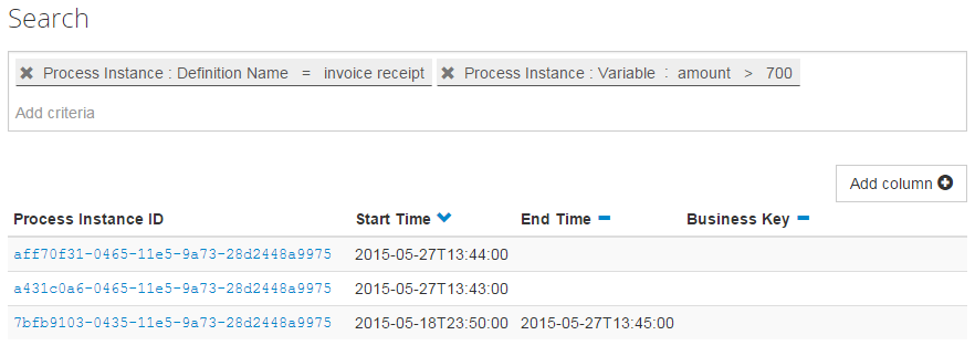 Search for process instances and incidents in Cockpit