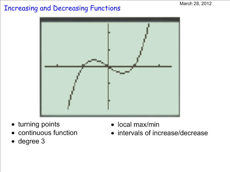 4U Calculus & Vectors: Increasing & Decreasing Functions