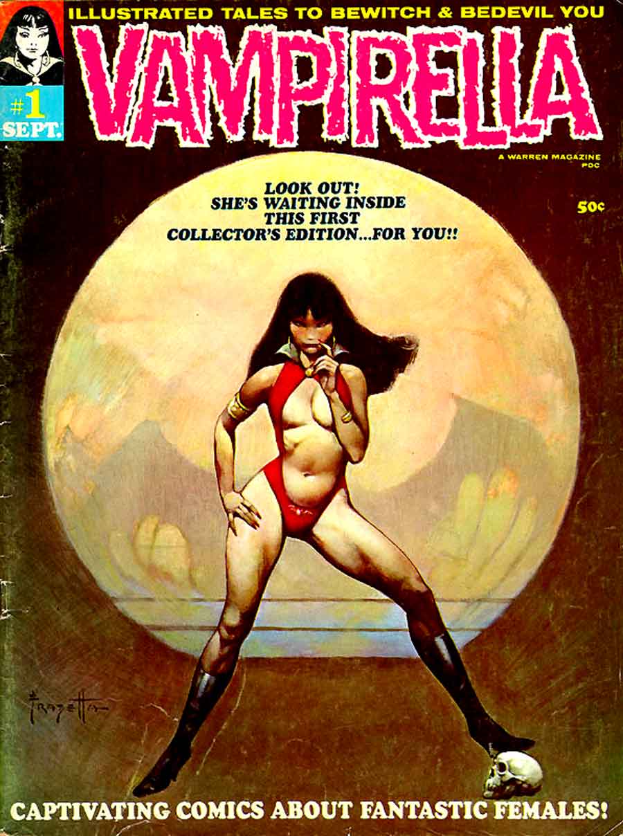 Vampirella #1 silver age 1960s comic book magazine cover art by Frank Frazetta