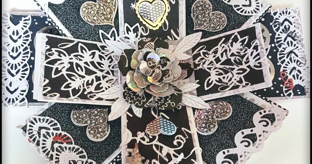 CraftyHugs Black and white exploding box