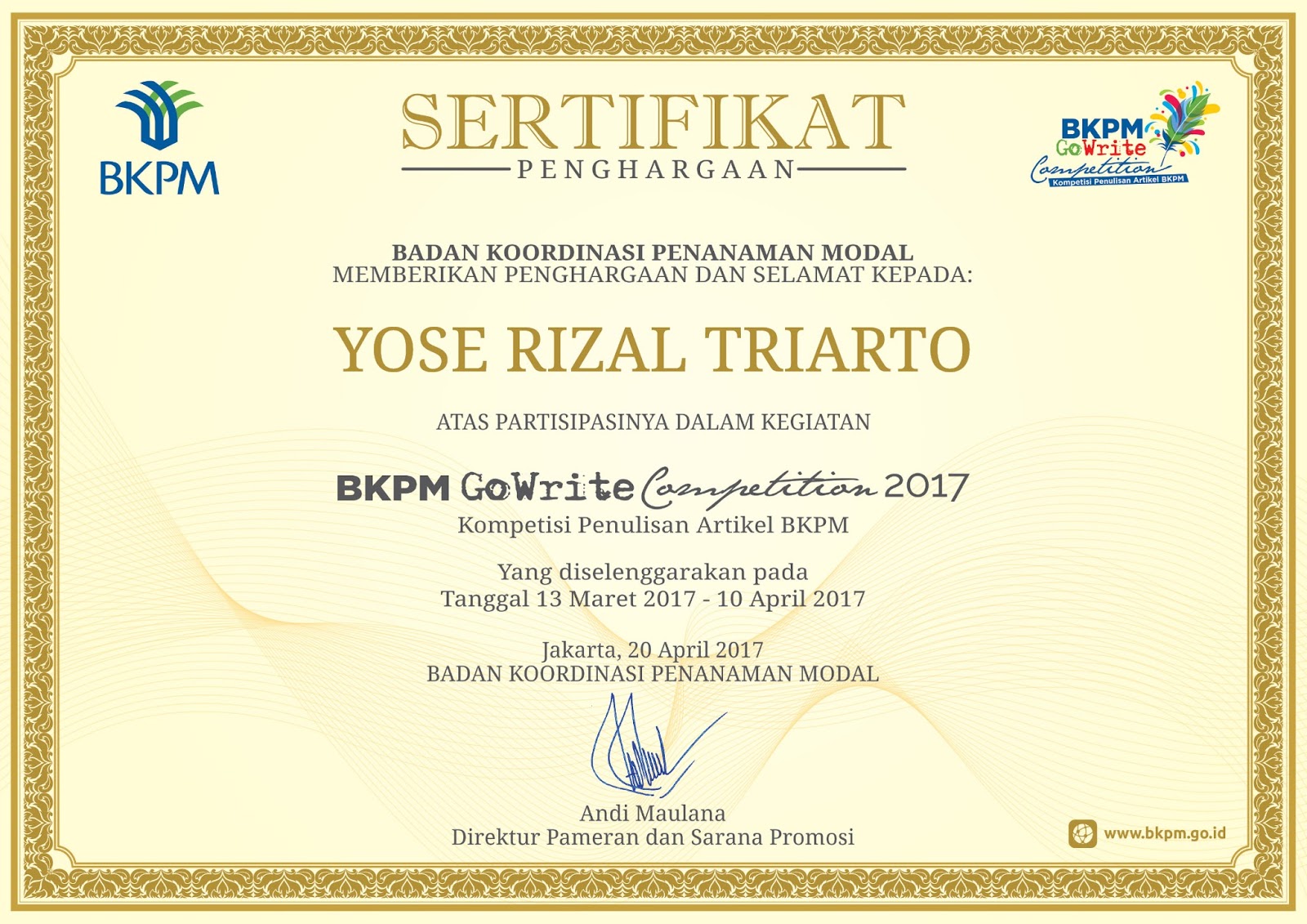 WordBrick Suit in Case Piagam Penghargaan Karya Lomba Artikel BKPM 2017 jpg (1600x1131)