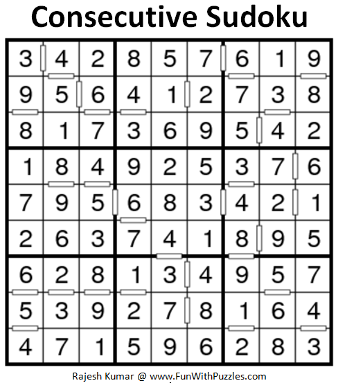 Consecutive Sudoku (Daily Sudoku League #162) Solution