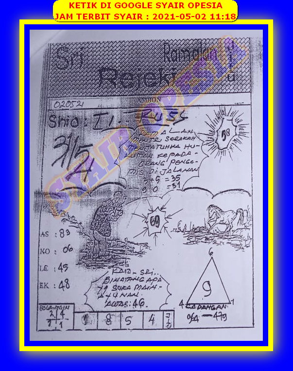 Syair Sgp Hari Ini Minggu 2 Mei 2021 Opesia Official