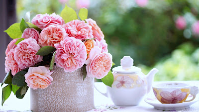 good morning flowers with cup