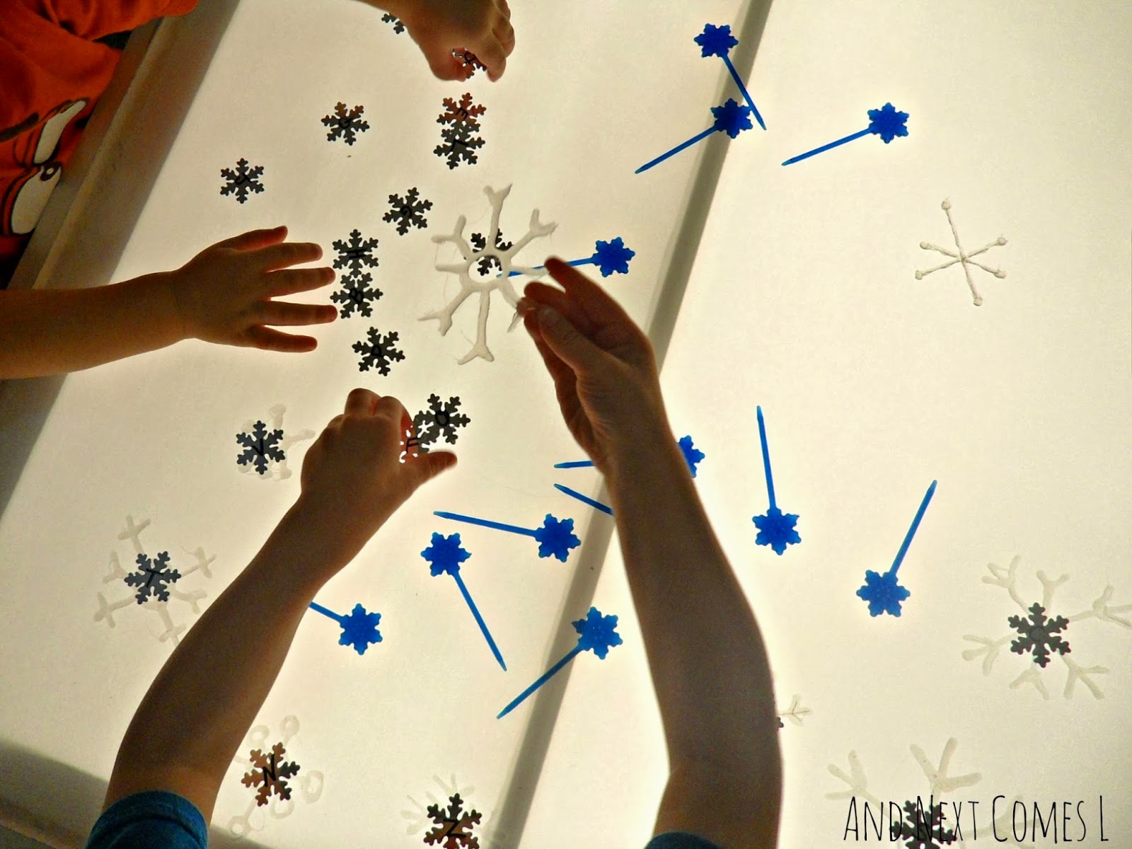 Snowflake Light Table Play & 14 Other Christmas/Winter Fine Motor Light