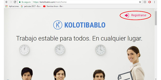 Se inicia sesión y se registra en Kolotibablo en el mismo botón o enlace.