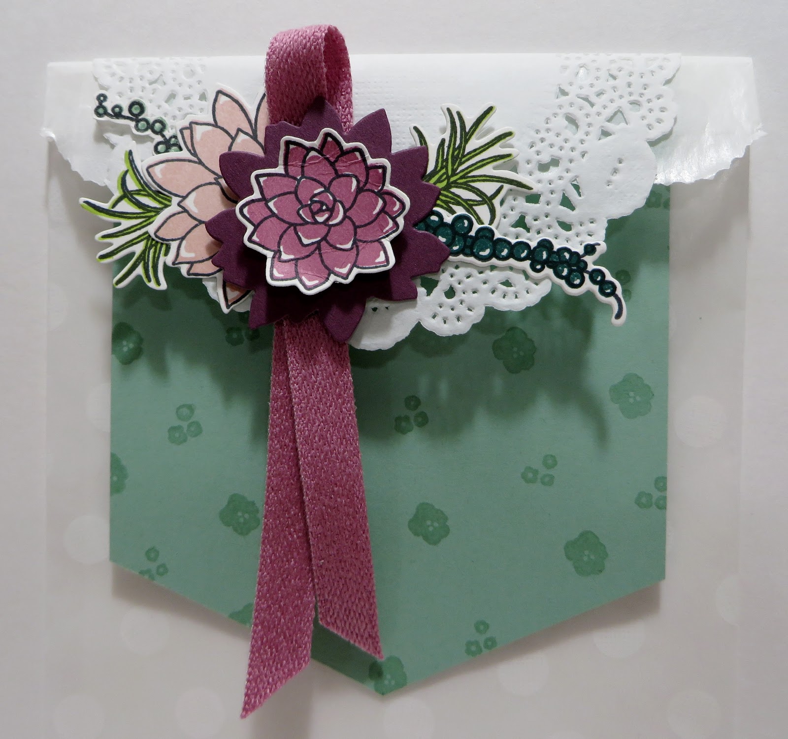 Lynn's Locker Stampin' Up Oh So Succulent Card, Mini Vellum Gift Bag