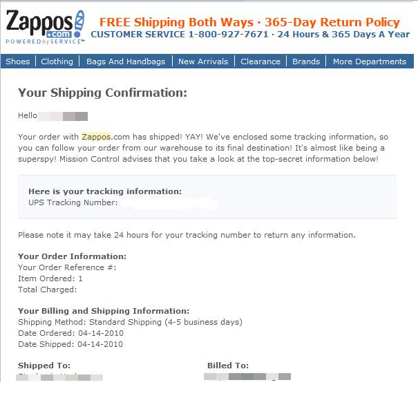 A collection of order confirmation, transactional and order shipment emails