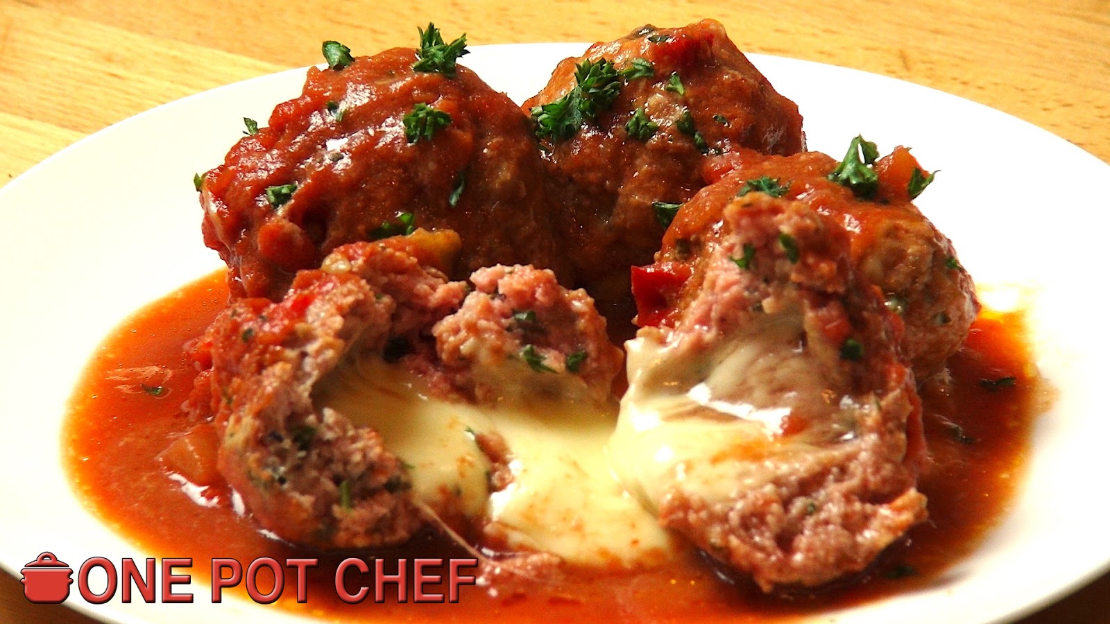 The One Pot Chef Show Slow Cooker Cheese Stuffed Meatballs One Pot Chef