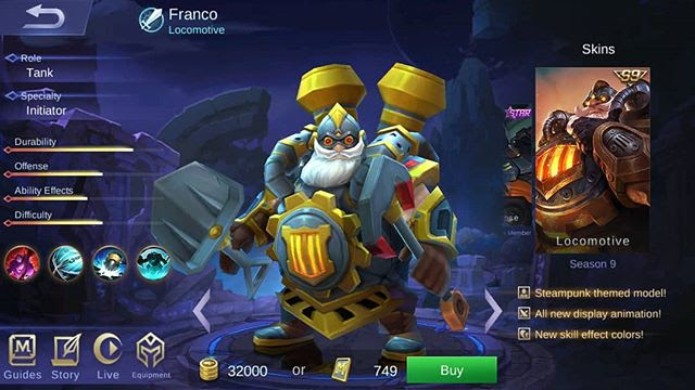 Skin Season 9 Mobile Legends : Franco - Locomotive Skin Season 9 Mobile Legends : Franco - Locomotive