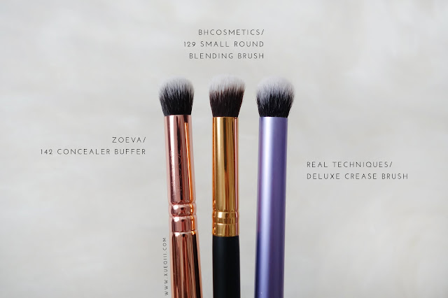 BH Cosmetics Sculpt and Blend 2 - 129 Small Round Blending Brush, Real Techniques Deluxe Crease Brush, Zoeva 142 Concealer Buffer