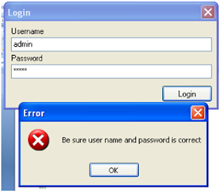 Picture :Login form Delphi wrong Password