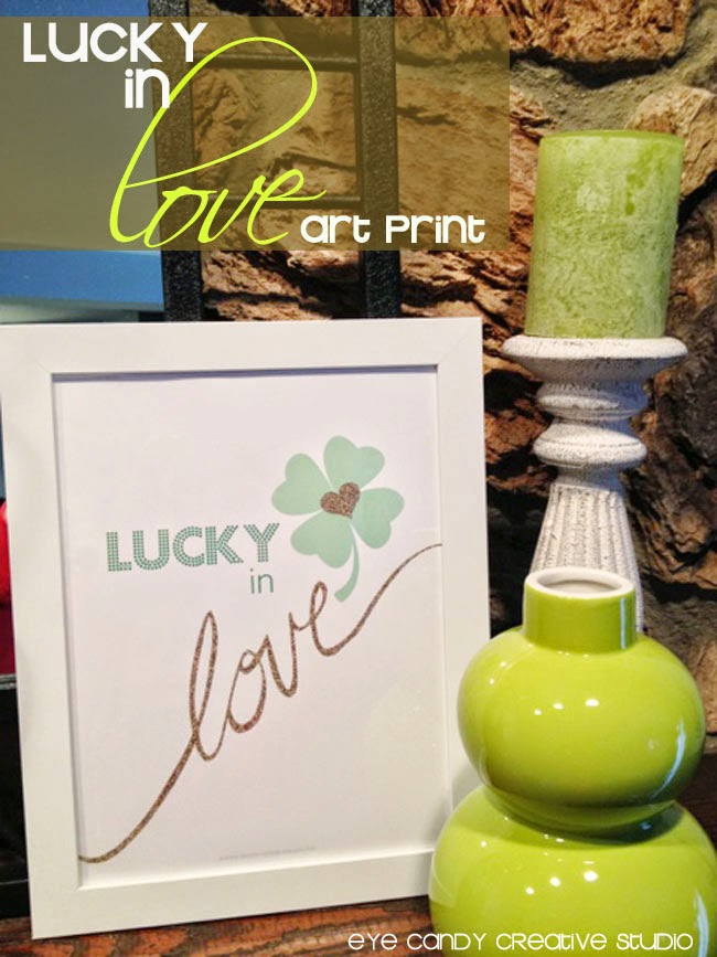 lucky in love, art print, hand lettering, lucky in love art print, st. patty's day
