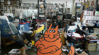 Chris Marker's studio, from The Beaches of Agnès, with Guillaume the orange cat