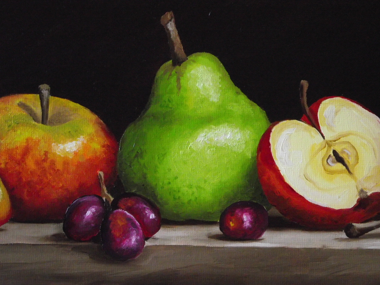 Jane Palmer Fine Art Apples and Pears with grapes
