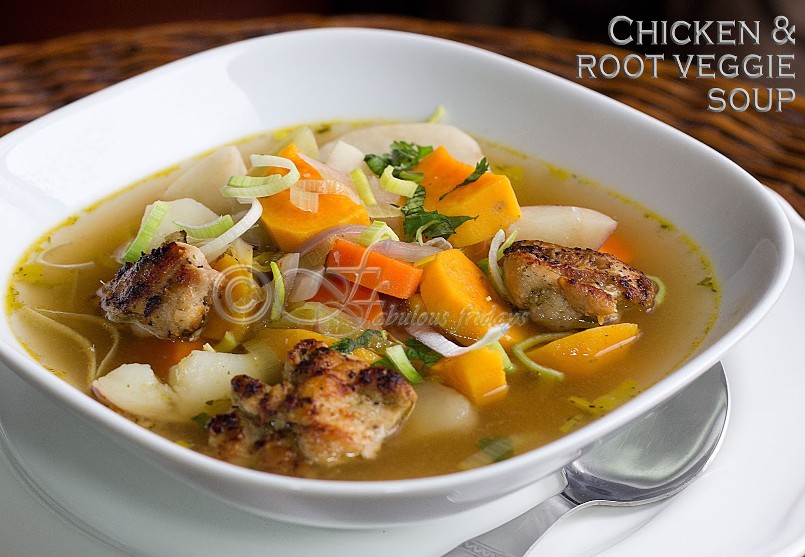 fabulous fridays Root vegetable soup with chicken