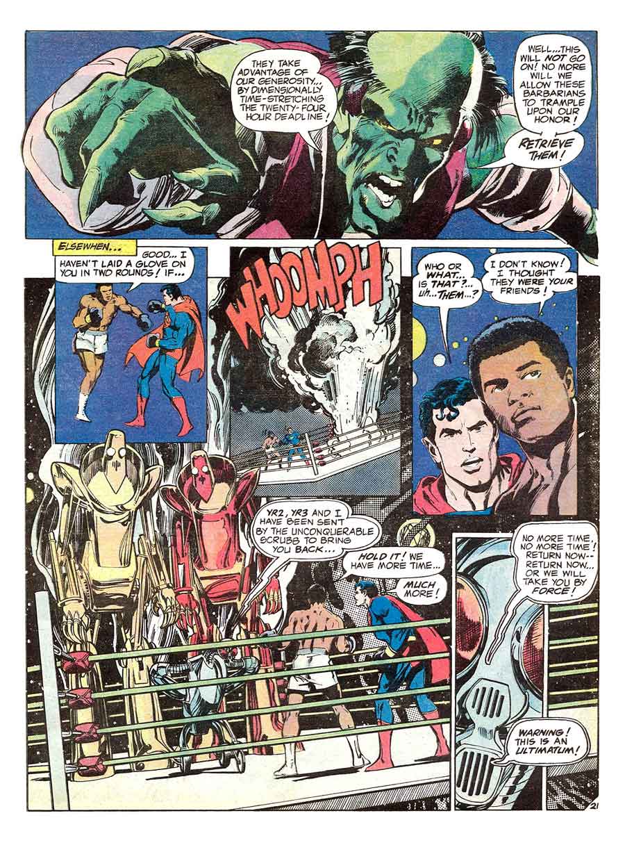 Superman vs. Muhammad Ali bronze age 1970s dc treasury comic book page art by Neal Adams