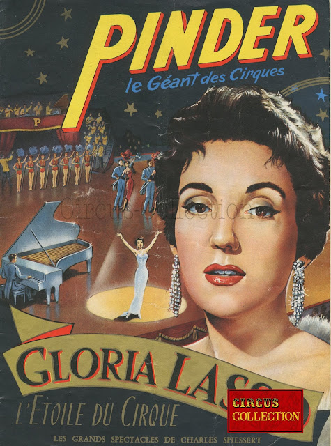 Programme papier du cirque Pinder 1958 avec Gloria Lasso en couverture 