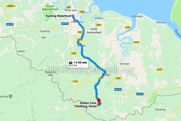 Silabur Cave in Sarawak Map to Silabur Cave