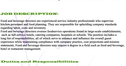 Food And Beverage Manager Job Description !!restaurant Food And Beverage Manager Job Description !!restaurant