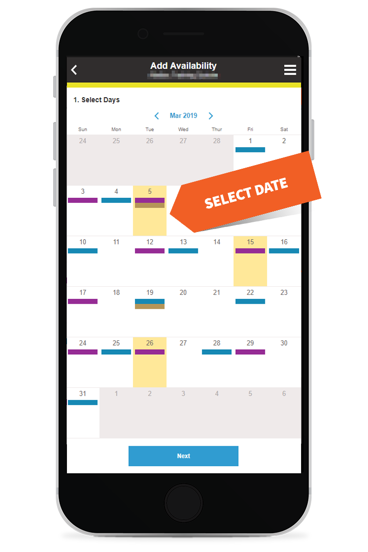 Select multiple dates of availability