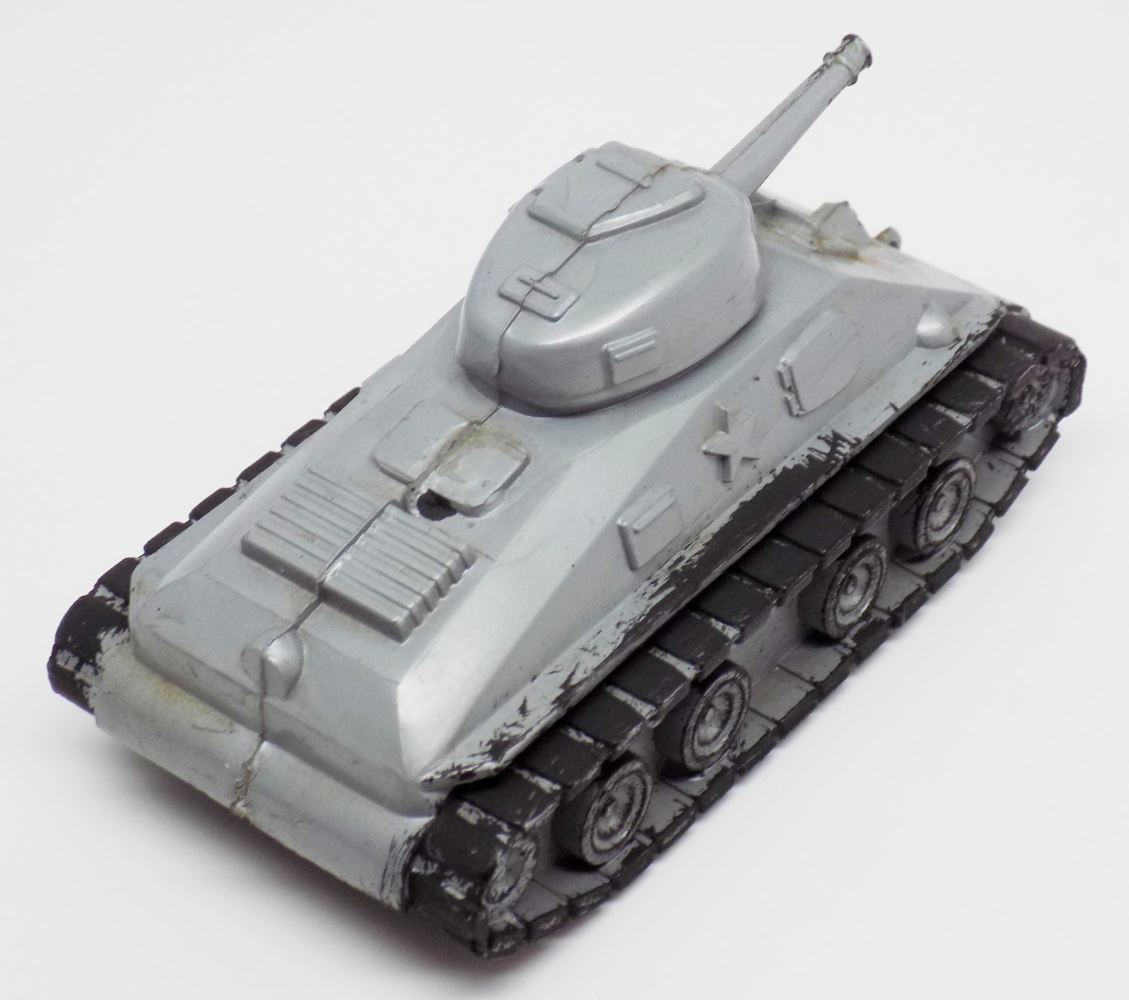 Toys and Stuff: Marx Military Flatcar Load - Tank Gray-Silver HP