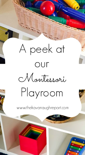 A peek at our Montessori playroom. Here is a look at how we organize a Montessori playroom for multiple children in a smaller space. 