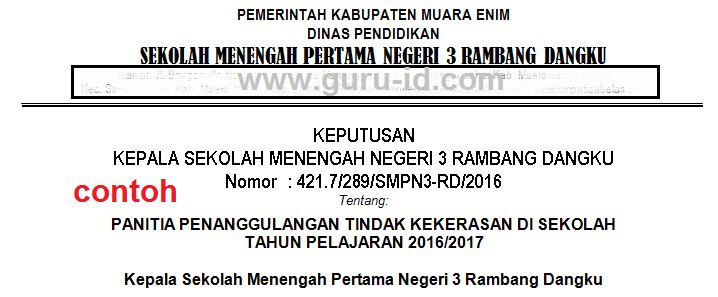 Contoh Sk Sekolah Aman Doc Untuk Pengisian Dapodik Info
