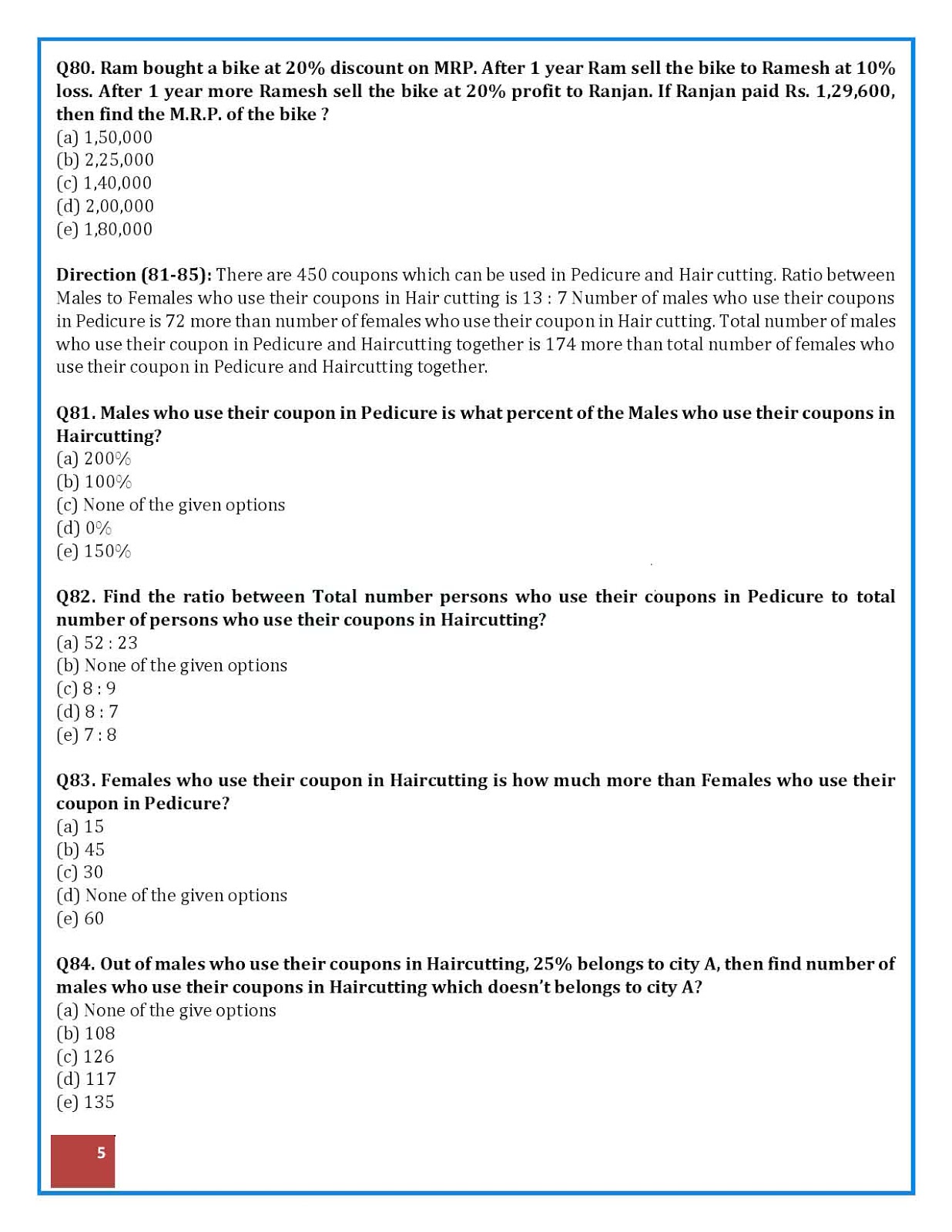 IBPS PO Quantitative Aptitude Question Paper 2018 Download PDF IBPS PO Quantitative Aptitude Question Paper 2018 Download PDF