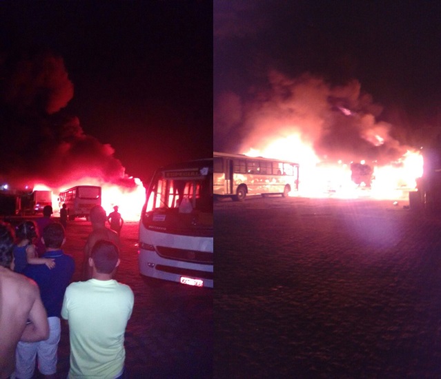 Fogo destrói cinco ônibus na cidade de Surubim
