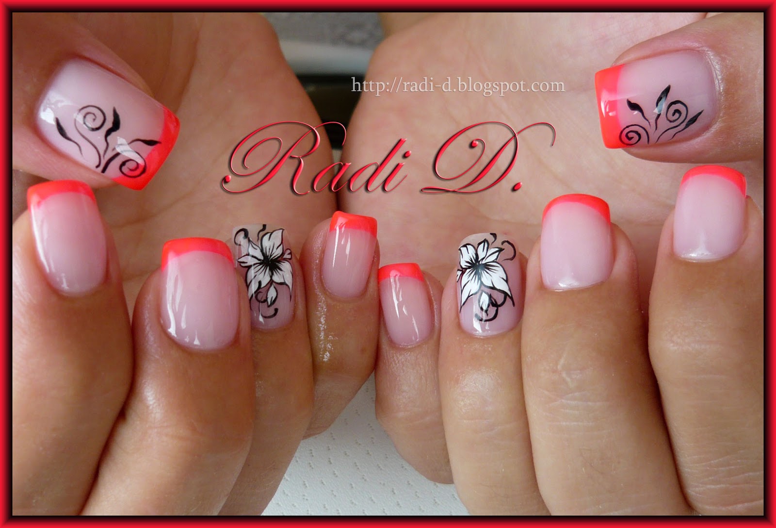 It`s all about nails: Neony French & White Flowers
