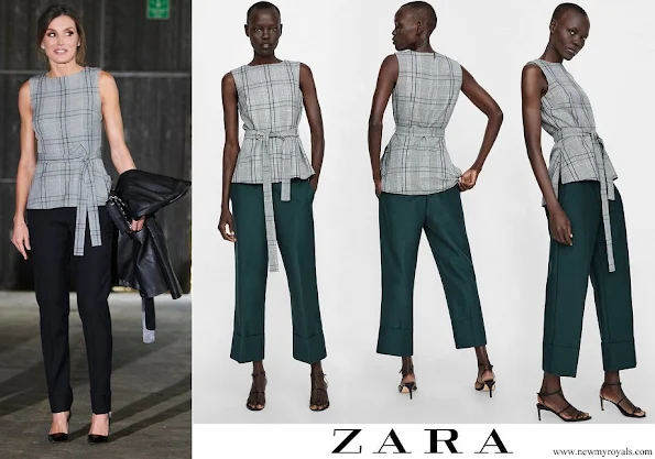 Queen Letizia wore Zara checked top with bow