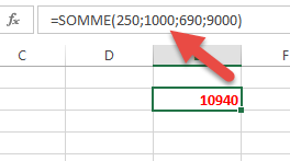 Utilisation simple de la fonction Somme