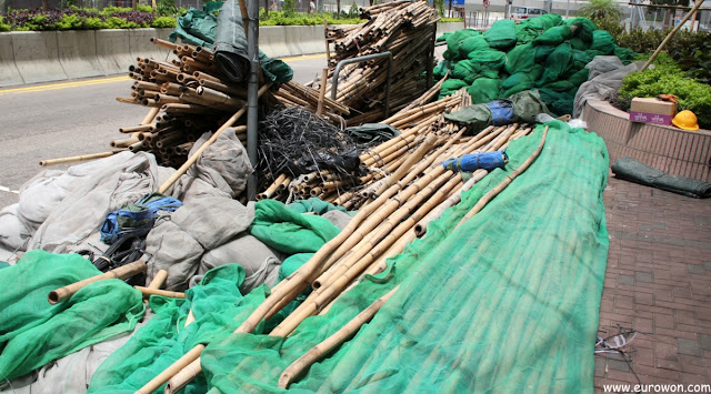 Andamios de bambú usados en Hong Kong