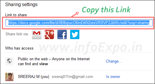 how to create a google drive link for a video