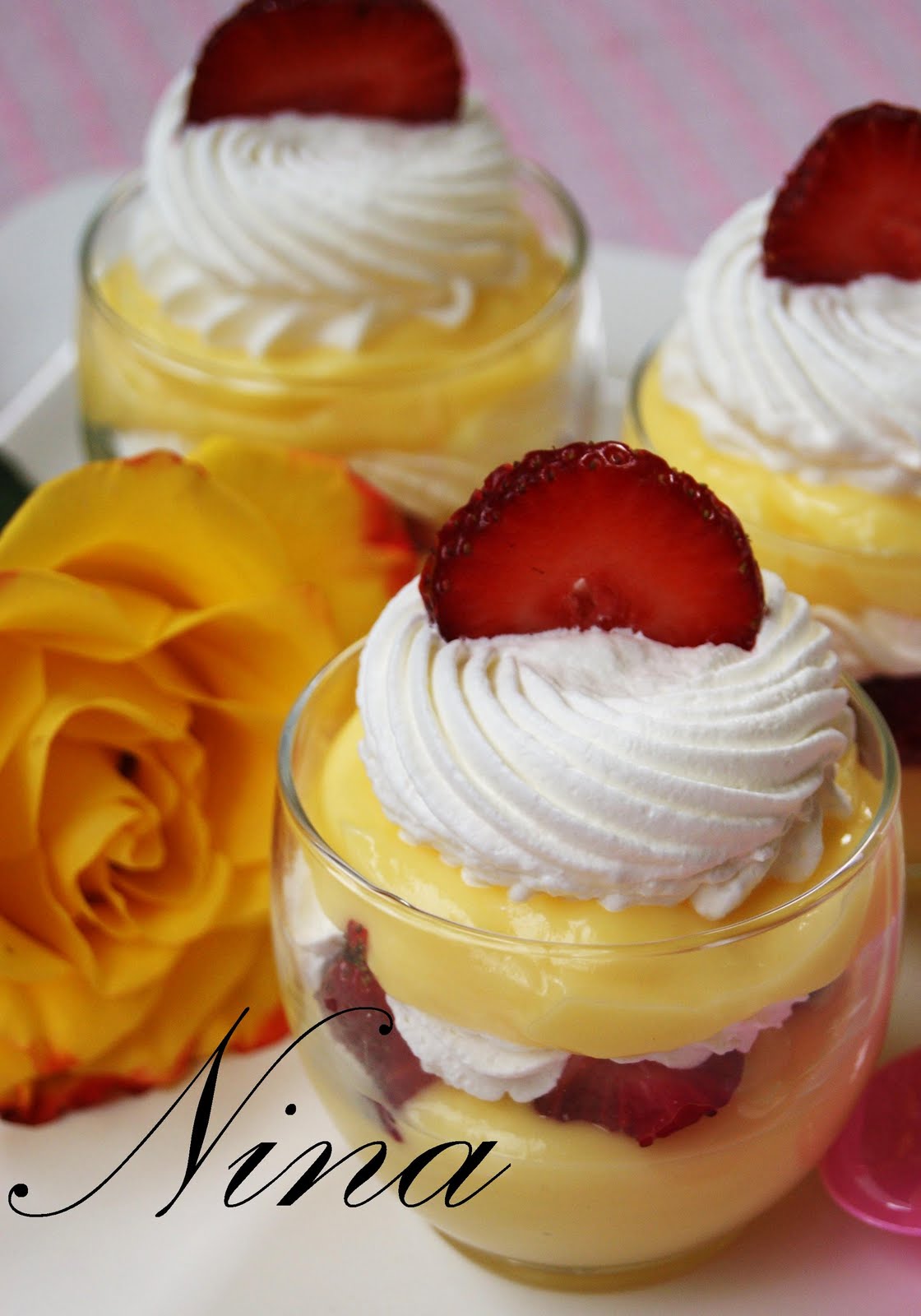 NINA'S RECIPES VANILLA PUDDING WITH FRESH STRAWBERRIES