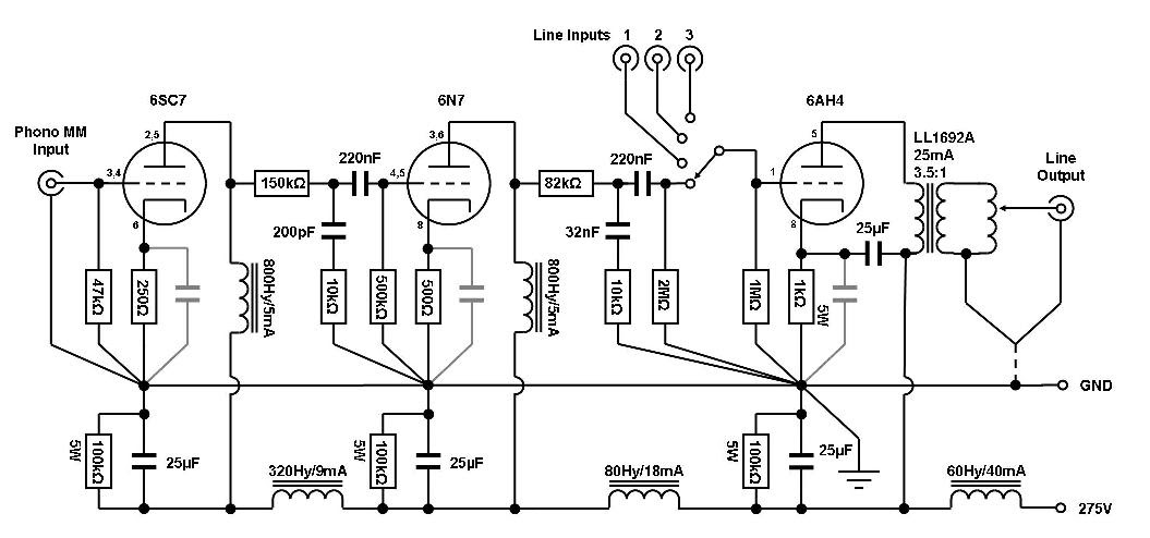 VinylSavor: The Octal Preamplifier Mk2: Circuit