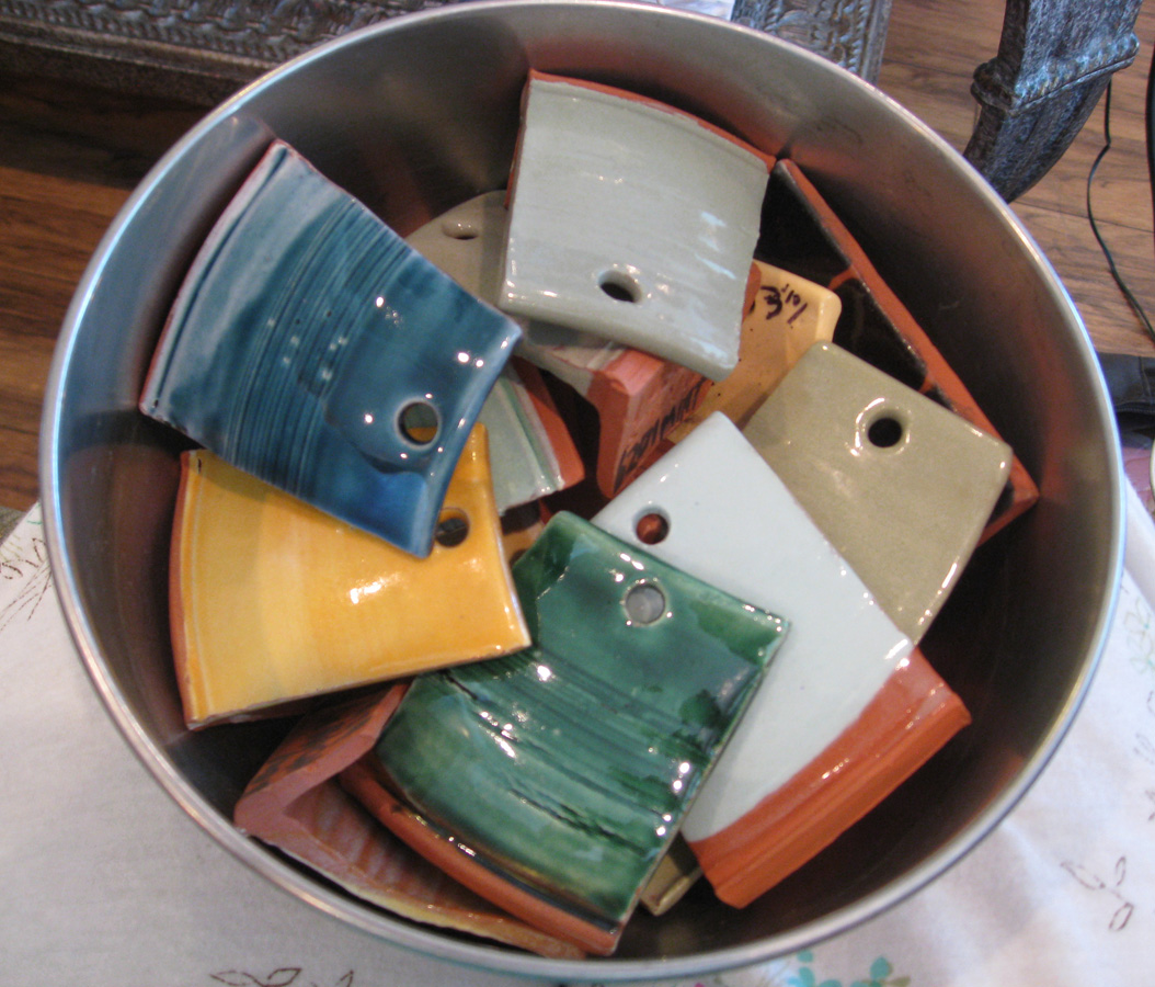 Shambhala Pottery Test tiles and garlic