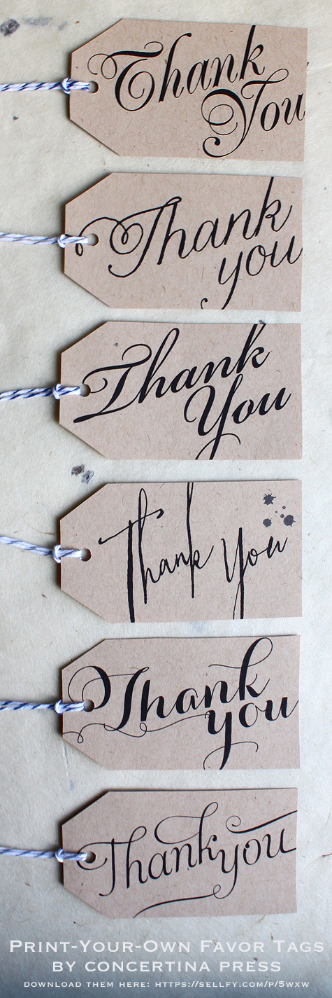 Printable thank you tags for favors and gifts