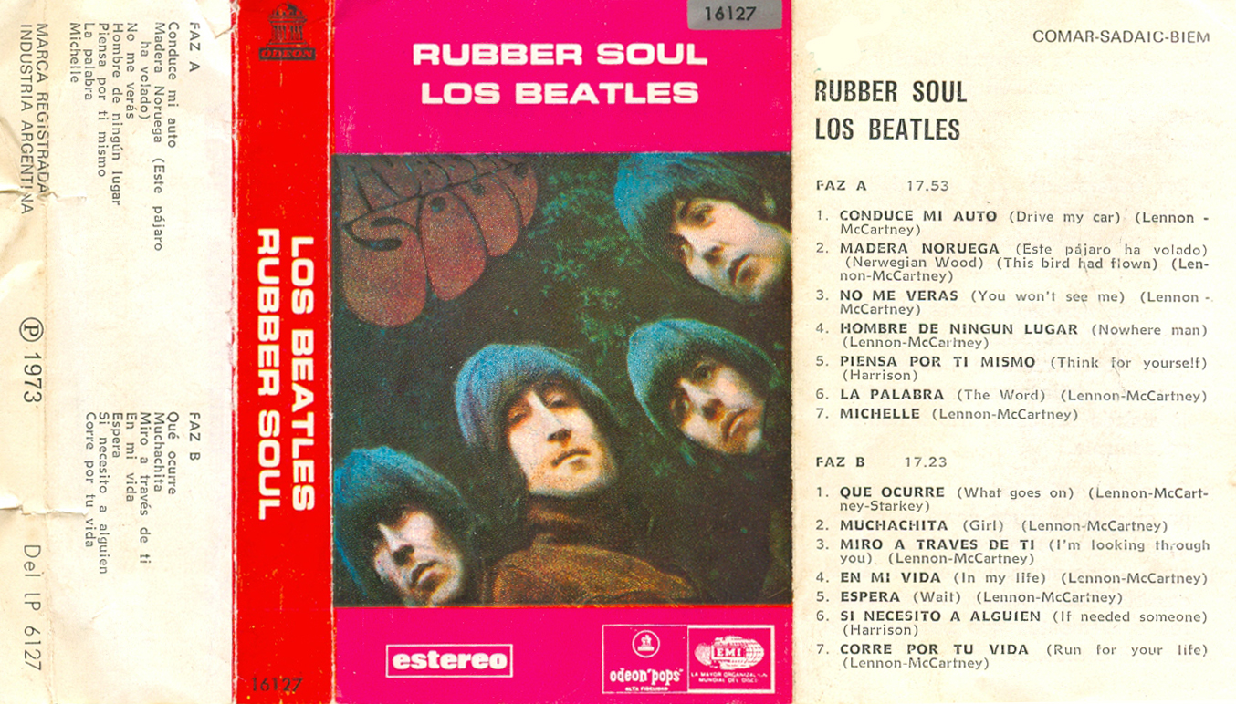 Primera Edición Argentina en cassette año 1973 Rubber Soul Los