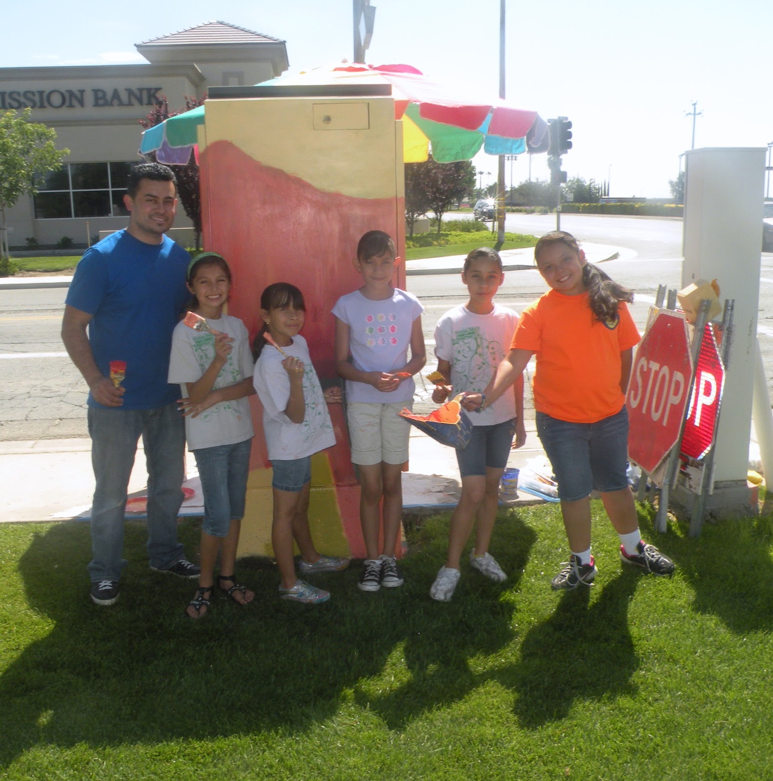 Girl Scout Troop 2447 Painting Traffic Signal Boxes....!